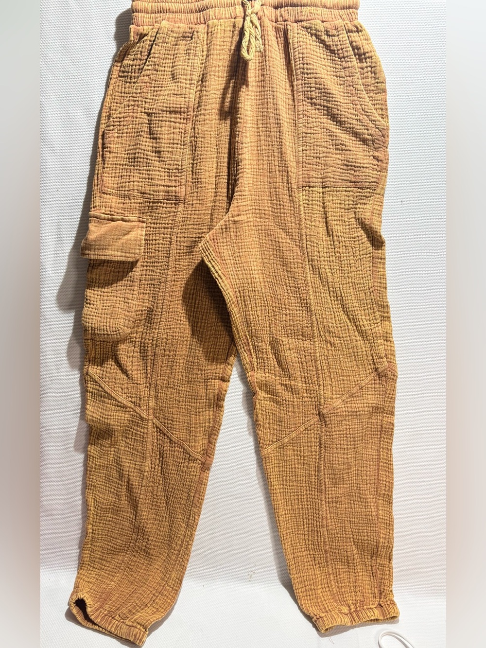 New In Earthy Crinkle Cotton Gauze Cargo Joggers